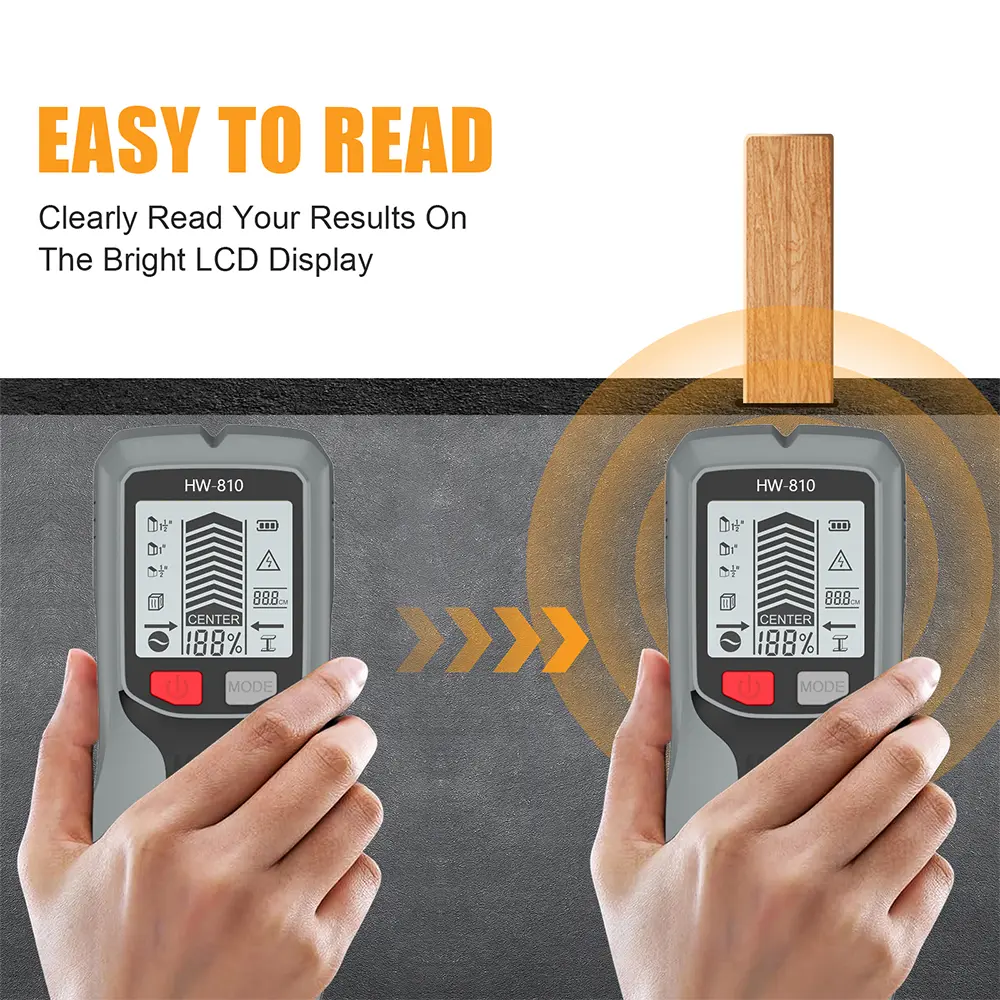 6 in 1 Wall Scanner LCD Electronic Metal Detector AC Voltage Live Wire Testing Tools High Sensitivity Wall Stud Finder Sensor