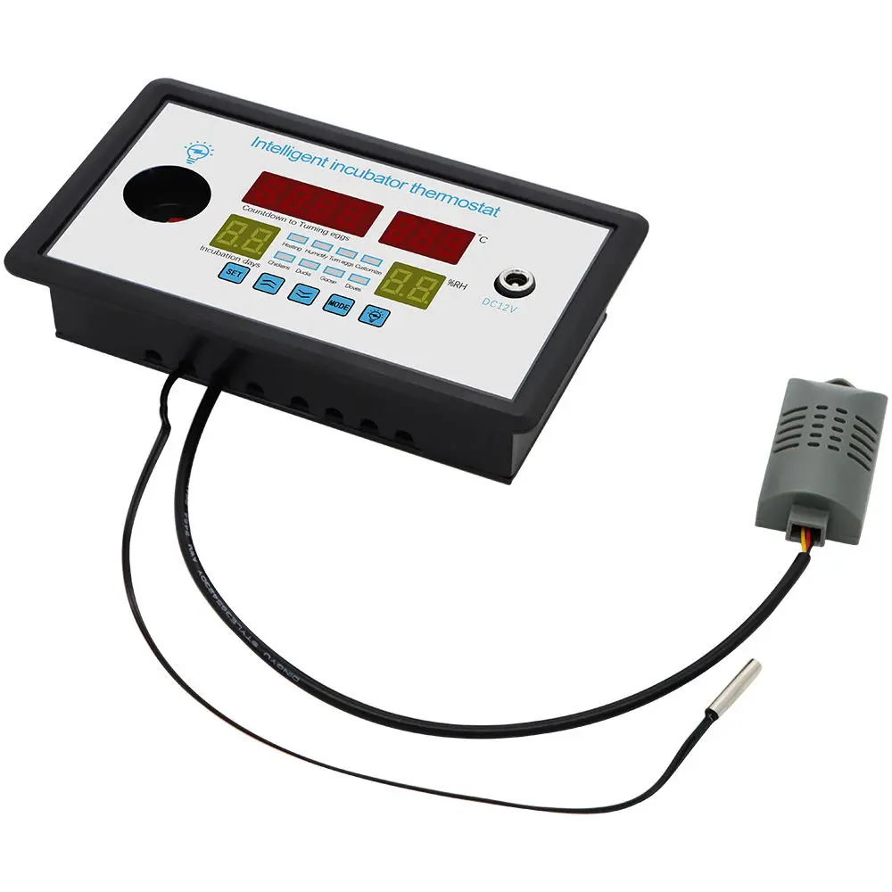 Intelligent Incubator Thermostat 12V Multi-Function Digital Display Temperature Humidity Controller Egg Incubator Control System