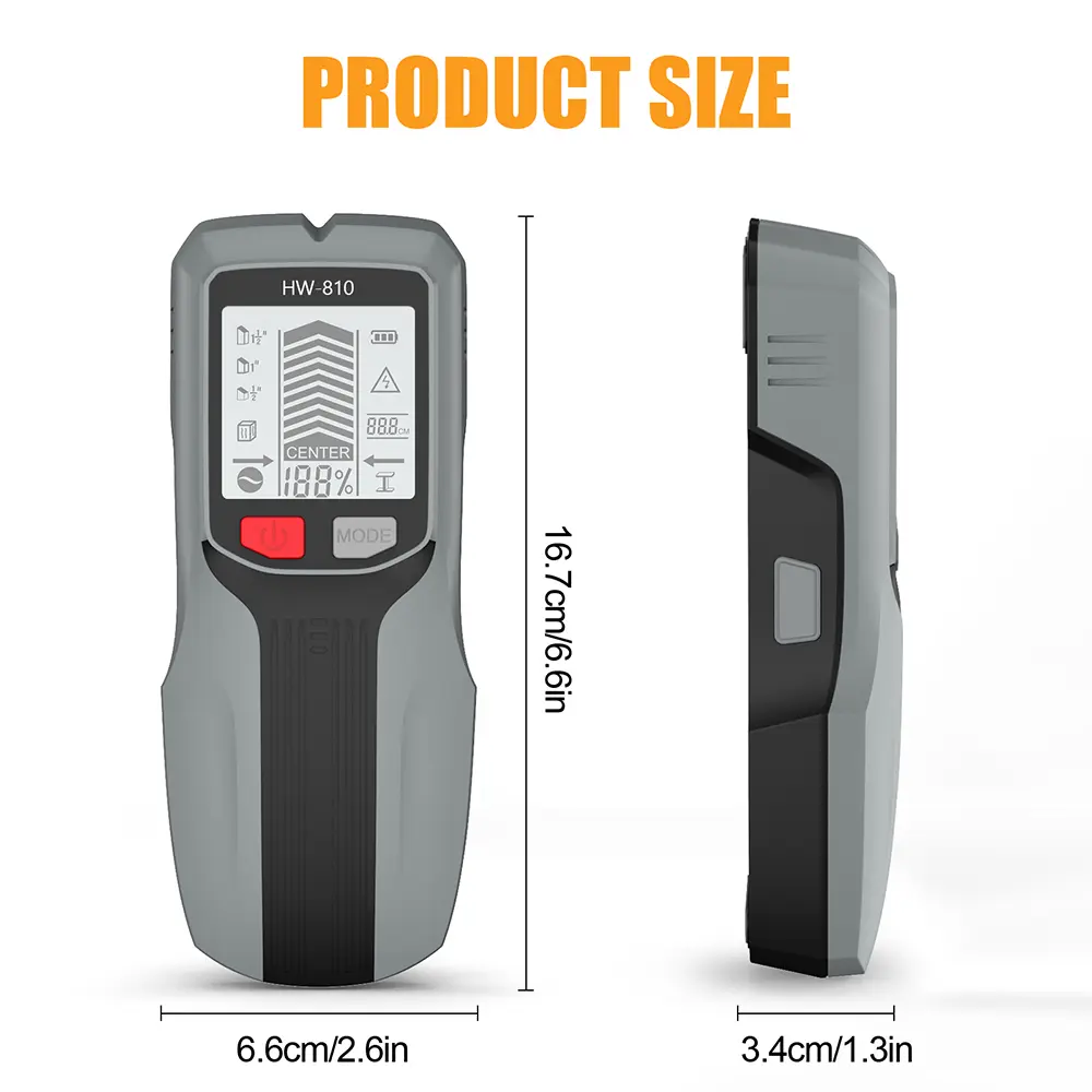 6 in 1 Wall Scanner LCD Electronic Metal Detector AC Voltage Live Wire Testing Tools High Sensitivity Wall Stud Finder Sensor