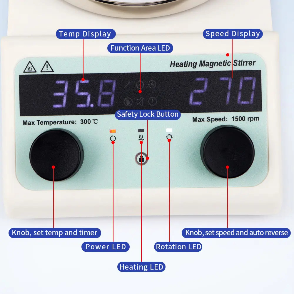 MS300 Heating Magnetic Stirrer Digital Display Thermostatic Stirrer Laboratory Hot Plate Heating Magnetic Mixer 1500RPM