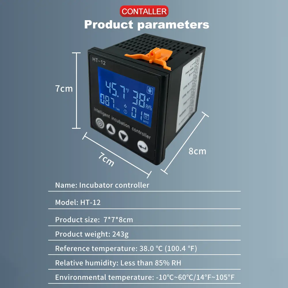 30~39.5℃ HT-12 Temperature Controller Thermostat LCD Display Temperature and Humidity Controller Smart Incubator 0~99%RH