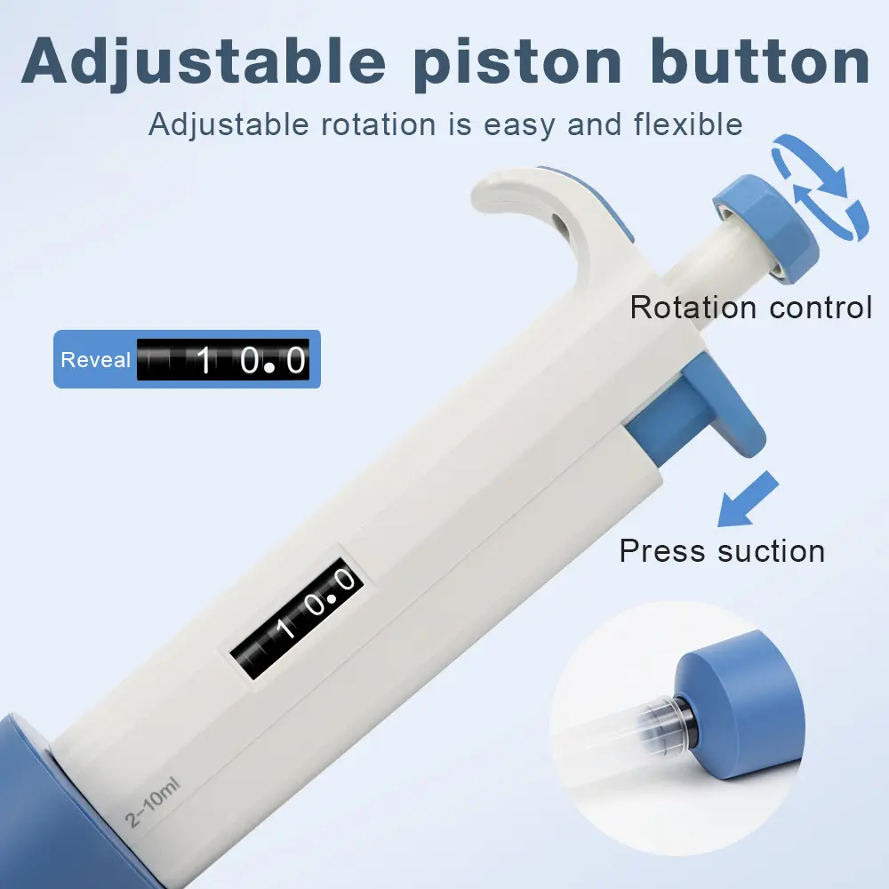 2-10ml Laboratory Pipette Adjustable Single Channel Digital Micropipette With Pipettor Tips Autoclavable Sample Dispenser