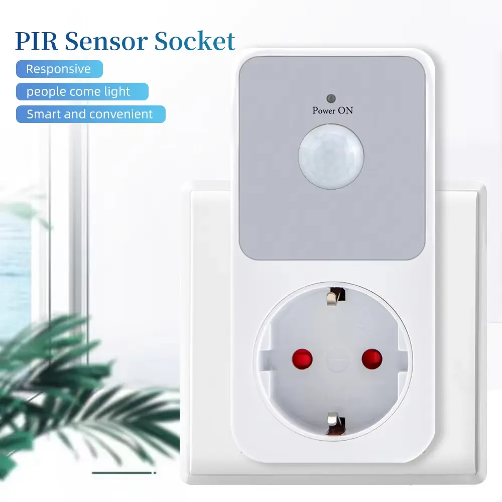 PIR Infrared Sensor Socket Protector LED Night Lights Switch EU FR US Plug 120° Degree Wide Angle Automatic Induction Retardant