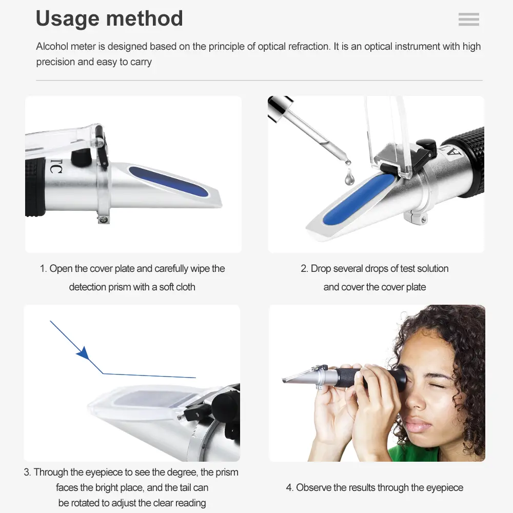 4 in 1 Car Refractometer Handheld Tester Tool ATC Battery for Glass Water Glycol Antifreeze Freezing Point Car Refractometer