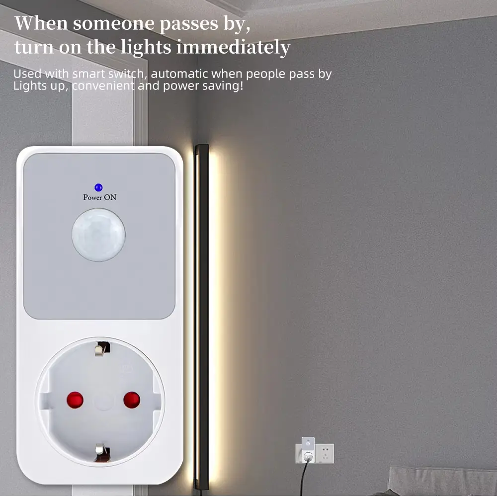 PIR Infrared Sensor Socket Protector LED Night Lights Switch EU FR US Plug 120° Degree Wide Angle Automatic Induction Retardant