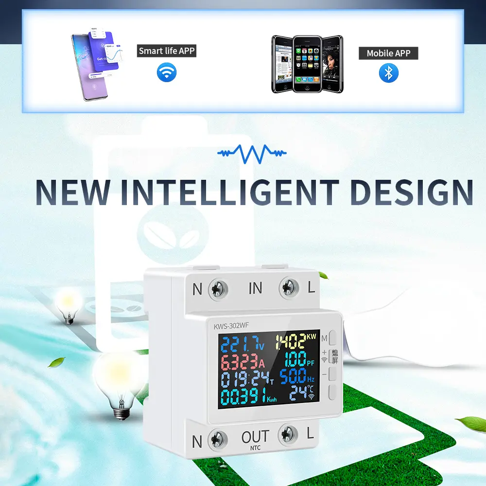 Tuya WiFi Smart Energy Power Meter kWh Tester Over Under Voltage Protector Relay Switch Circuit Breaker Smart Life