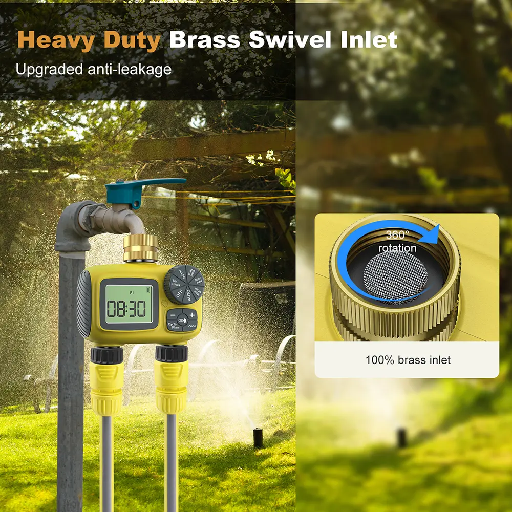 2/4 Zone Garden Water Timer Auto/Manual Drip Irrigation Controller with Rain Delay IPX5 Waterproof Programmable Sprinkler System