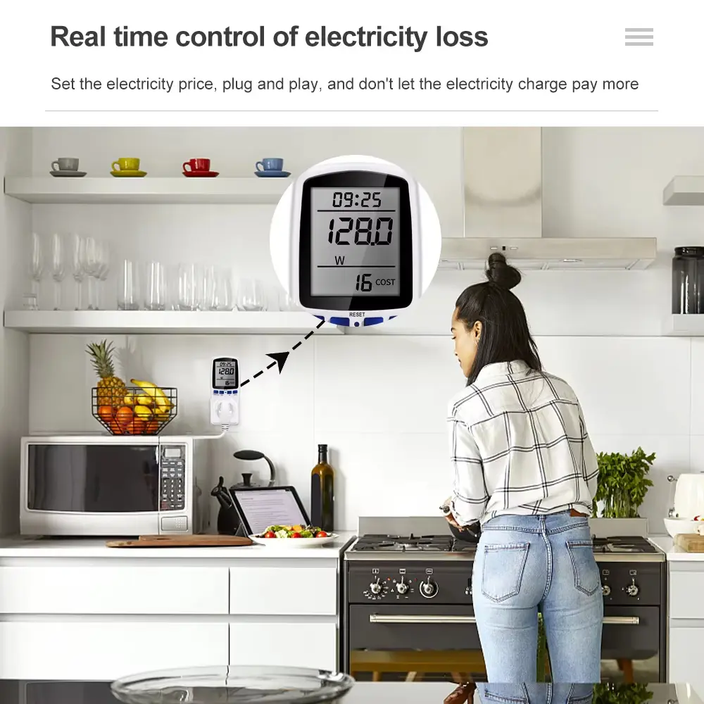 Digital Wattmeter Power Meter 110/230V Consumption Watt Energy KWh Socket EU/US/UK /FR Plug Electricity Voltage Analyzer Monitor