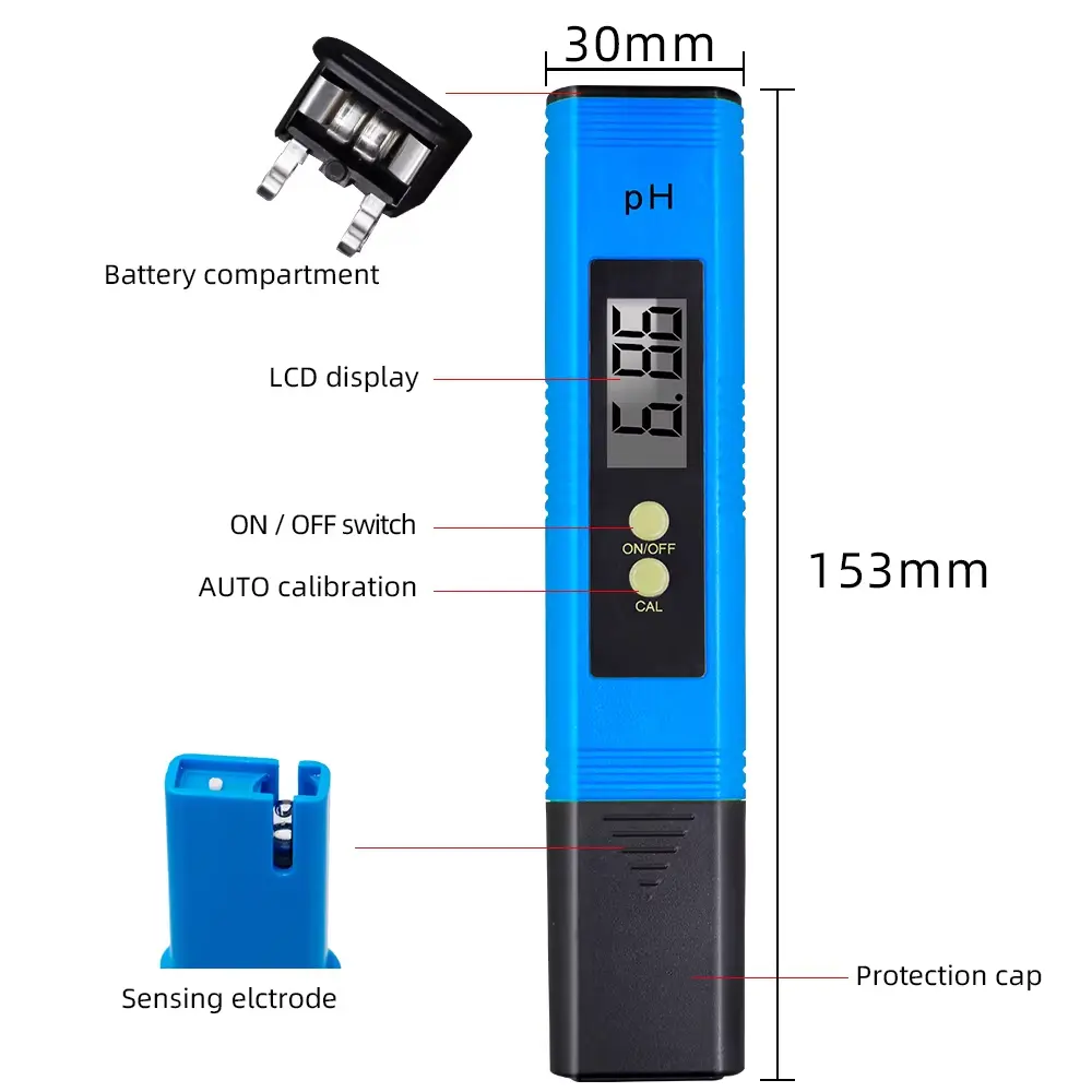 0.01 Digital PH Meter Tester for Water Quality, Food, Aquarium, Pool Hydroponics Pocket Size PH Tester Large LCD Display