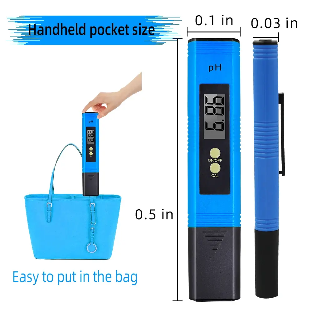 0.01 Digital PH Meter Tester for Water Quality, Food, Aquarium, Pool Hydroponics Pocket Size PH Tester Large LCD Display