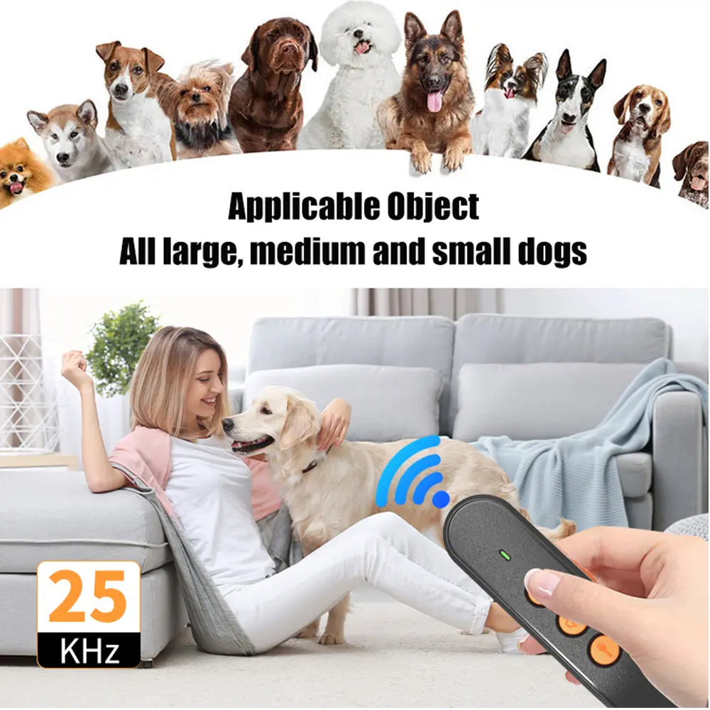 Ultrasonic Dog Bark Deterrent Device Anti-Barking Devices for Dogs Training & Behavior Aids Stop Barking 3 Modes Dog Repeller