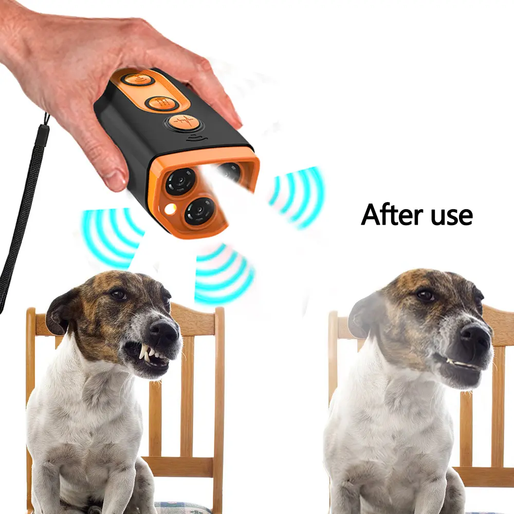 3 in 1 High Power Ultrasonic Dog Repeller Puppy Anti-bark Training Barking Stopper with Flashlight Rechargeable Pet Supplies