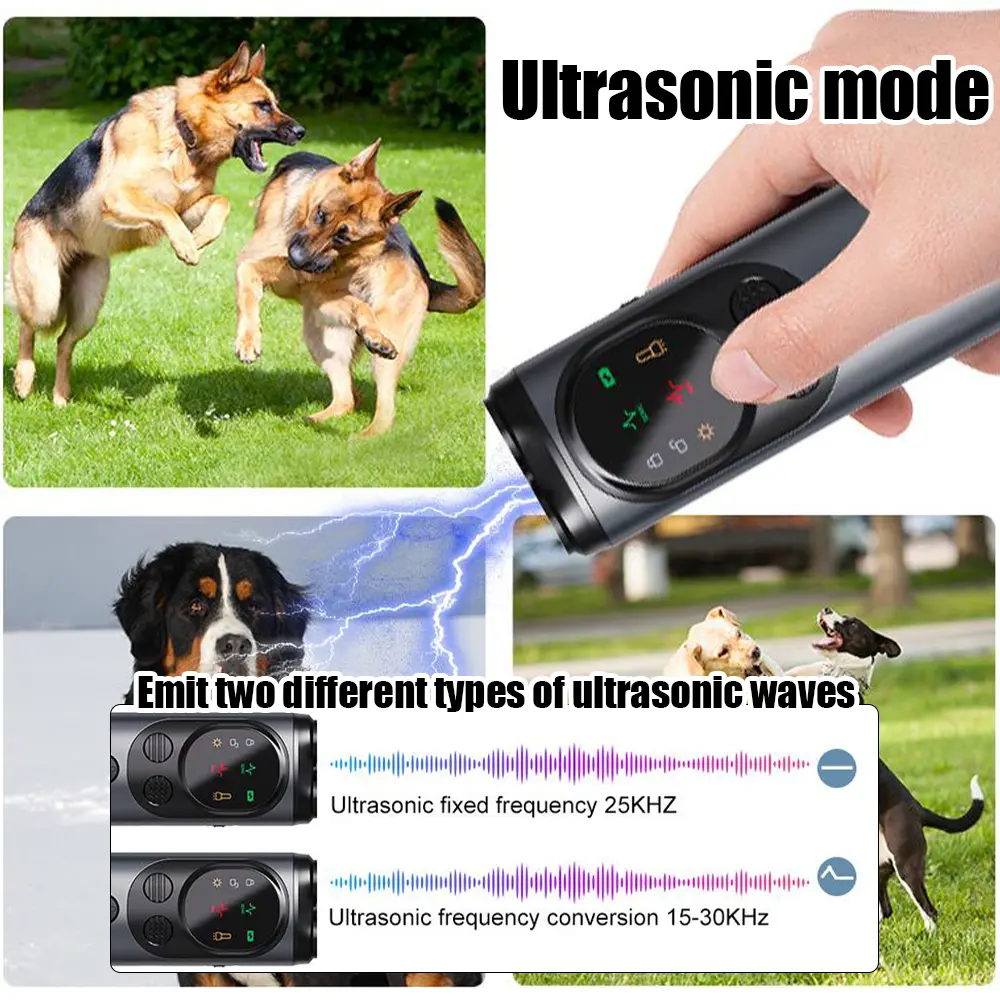 3-Heads Smart Dog Repeller Ultra-sonic Anti-Barking Training Devices Portable Rechargeable Dog Barking Deterrent for Outdoors