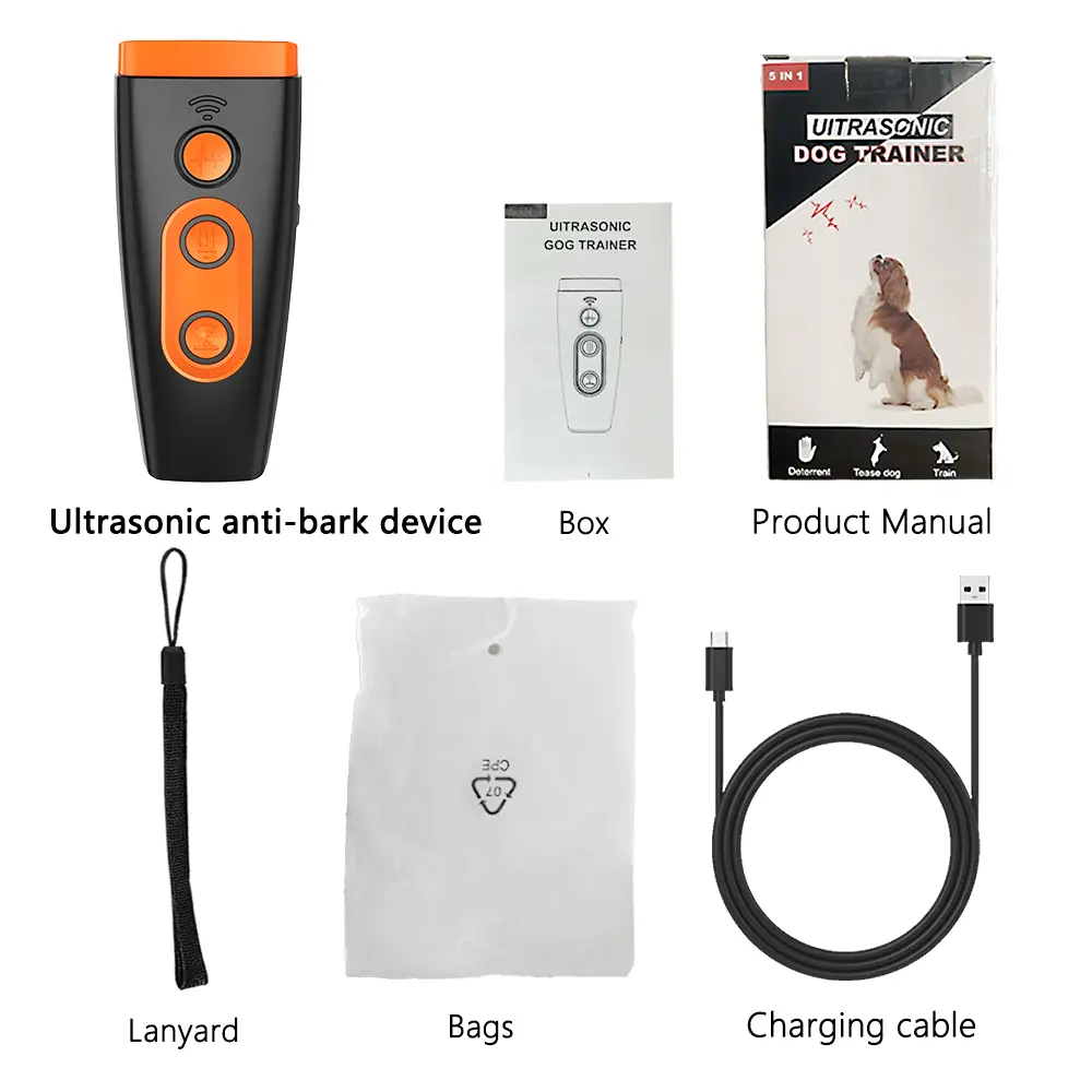 3 in 1 High Power Ultrasonic Dog Repeller Puppy Anti-bark Training Barking Stopper with Flashlight Rechargeable Pet Supplies