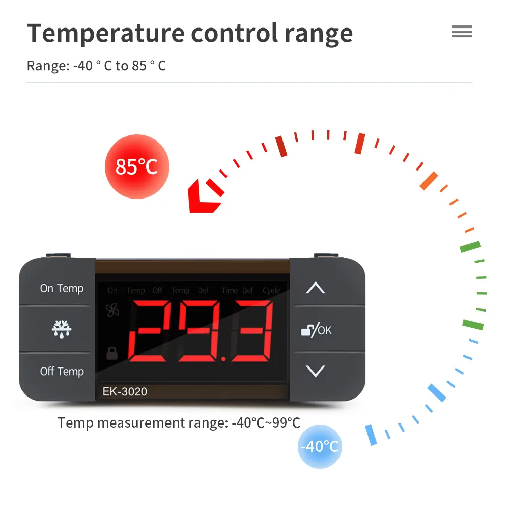 Digital Temperature Controller EK-3010/EK-3020/EK-3030 220V Thermostat Heating Refrigeration Defrosting Alarm NTC sensor