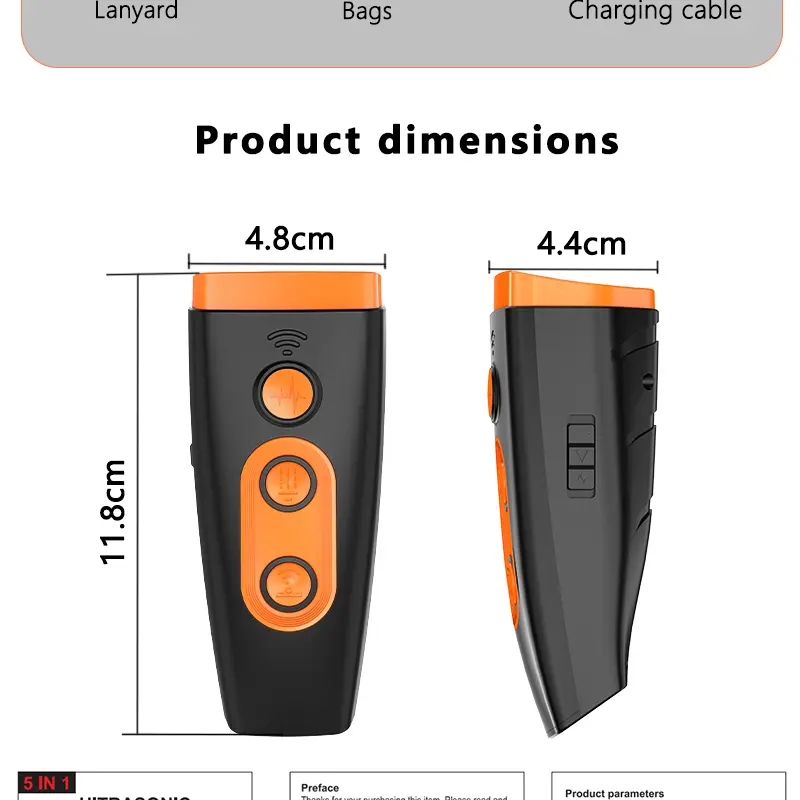 3 in 1 High Power Ultrasonic Dog Repeller Puppy Anti-bark Training Barking Stopper with Flashlight Rechargeable Pet Supplies