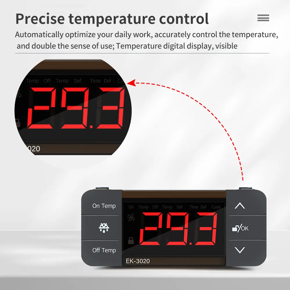 Digital Temperature Controller EK-3010/EK-3020/EK-3030 220V Thermostat Heating Refrigeration Defrosting Alarm NTC sensor
