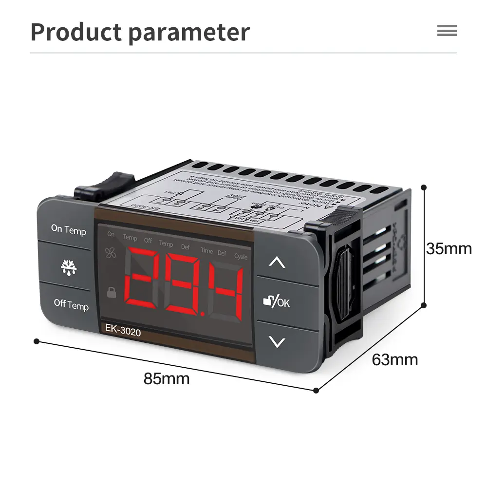 Digital Temperature Controller EK-3010/EK-3020/EK-3030 220V Thermostat Heating Refrigeration Defrosting Alarm NTC sensor
