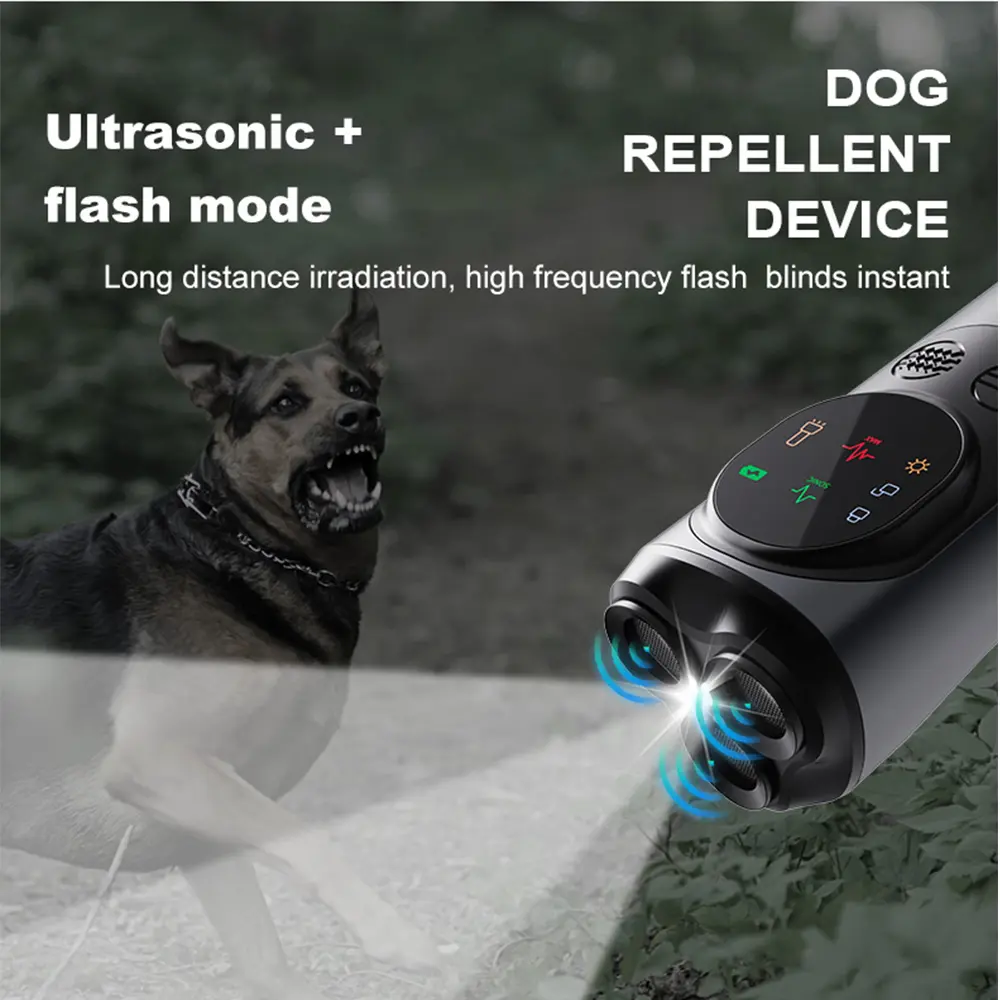 3-Heads Smart Dog Repeller Ultra-sonic Anti-Barking Training Devices Portable Rechargeable Dog Barking Deterrent for Outdoors