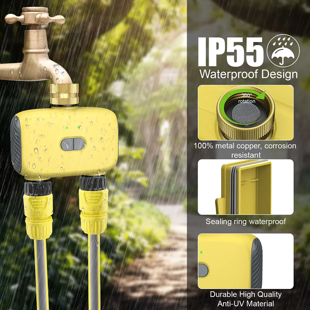 Automatic Water Timer with Gateway Dual Hose Garden Irrigation Watering System Rain Delay Sprinkler Programmer Support Alexa