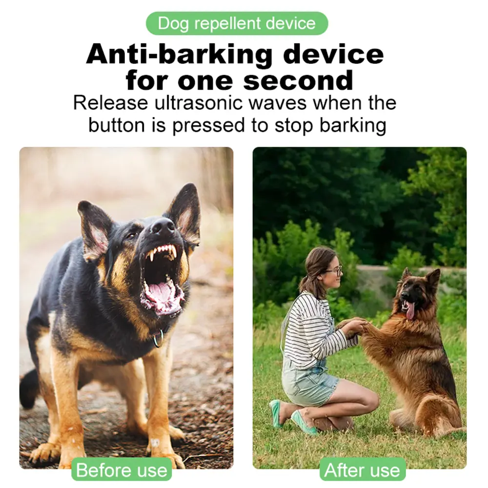 Ultrasonic Dog Repeller Anti Barking Device Portable Dog Barking Control Device Rechargeable Double Head Dog Bark Deterrent