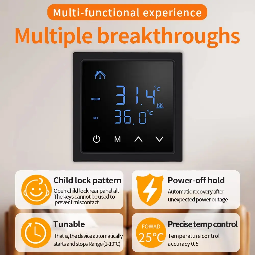 Smart Thermostat LCD Touch 16A Temperature Controller Electric Floor Heating Electric Underfloor Heating Control Temp Regulator