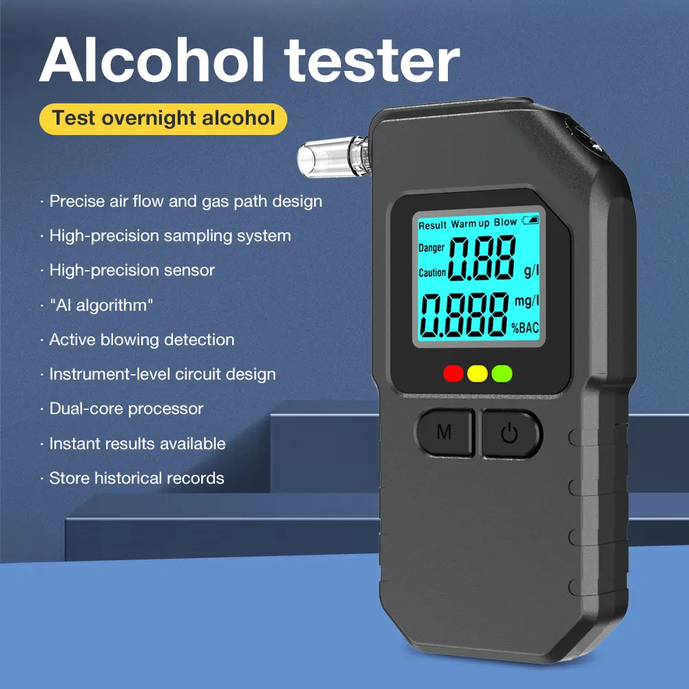Digital Alcohol Tester Breathalyzer Professional-Grade Accuracy Portable Breath Alcohol Tester for Car Drunk Driving Test