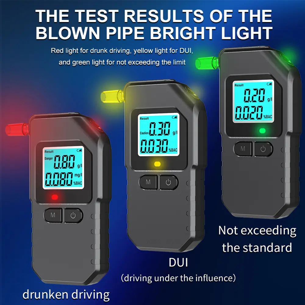 Digital Alcohol Tester Breathalyzer Professional-Grade Accuracy Portable Breath Alcohol Tester for Car Drunk Driving Test