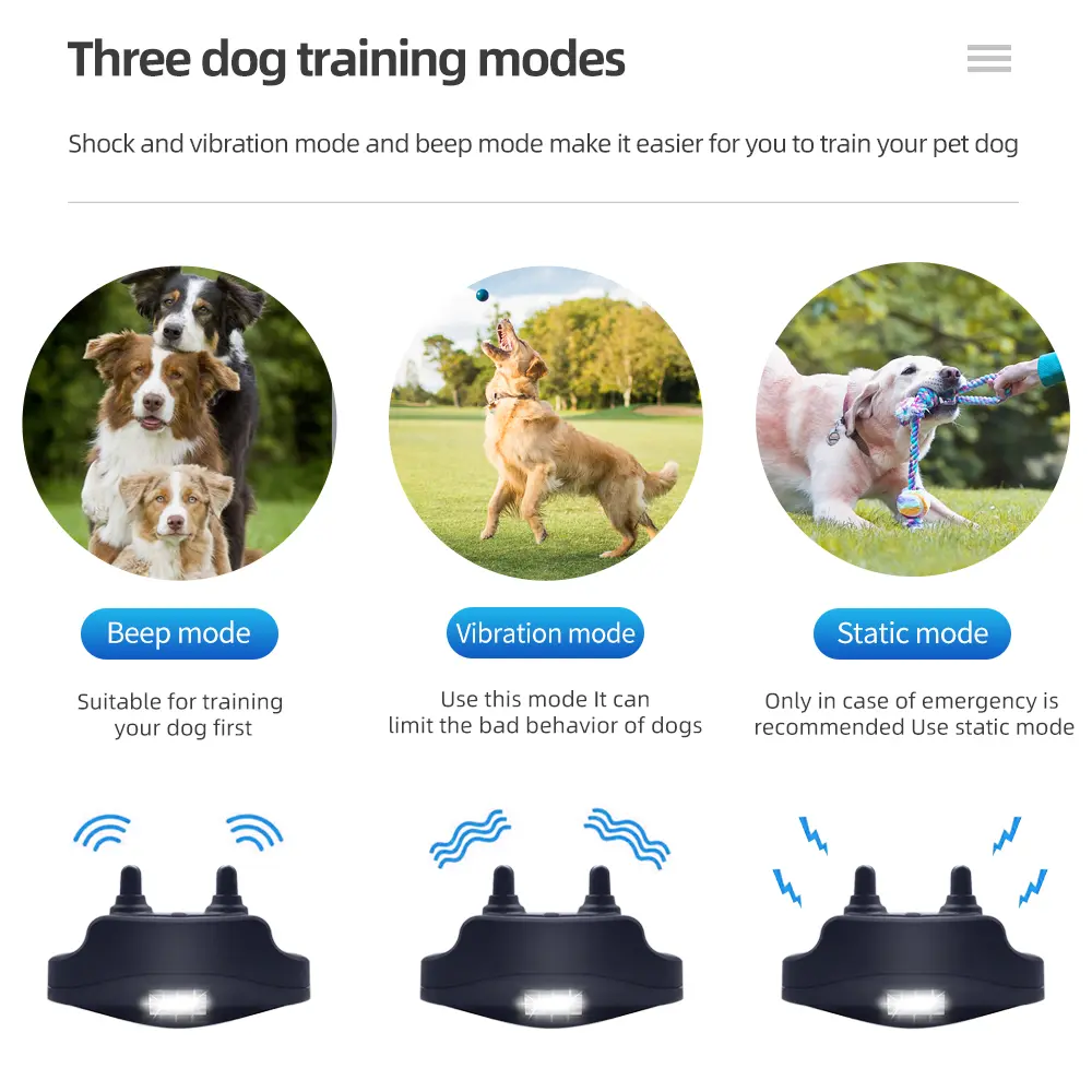 1000m Electric Dog Training Collar Pet Remote Control Anti Barking Dog Collar With Shock Vibration Sound Shocker
