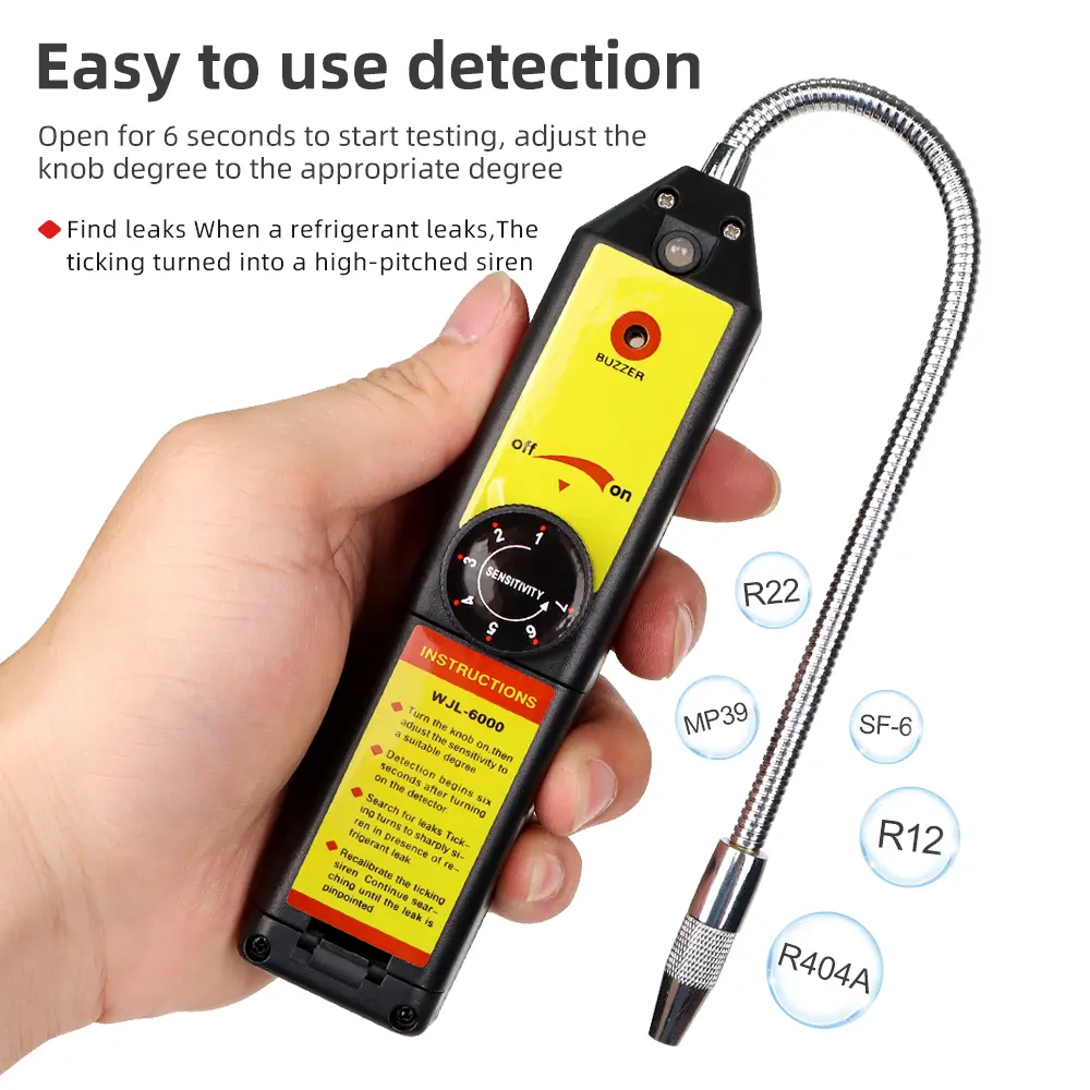 Halogen Leak Detector Freon Gas Analyzer CFC HFC HVAC Halogen Refrigerant Gas Detector Air Conditioning Tester R22 R410A R134A
