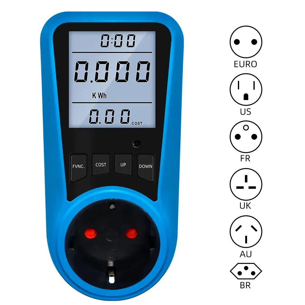 Digital Wattmeter Energy Meter Outlet Analyzer Current Voltmeter AC Timer Socket Watt Power Test EU US UK AU FR BR IT Plug