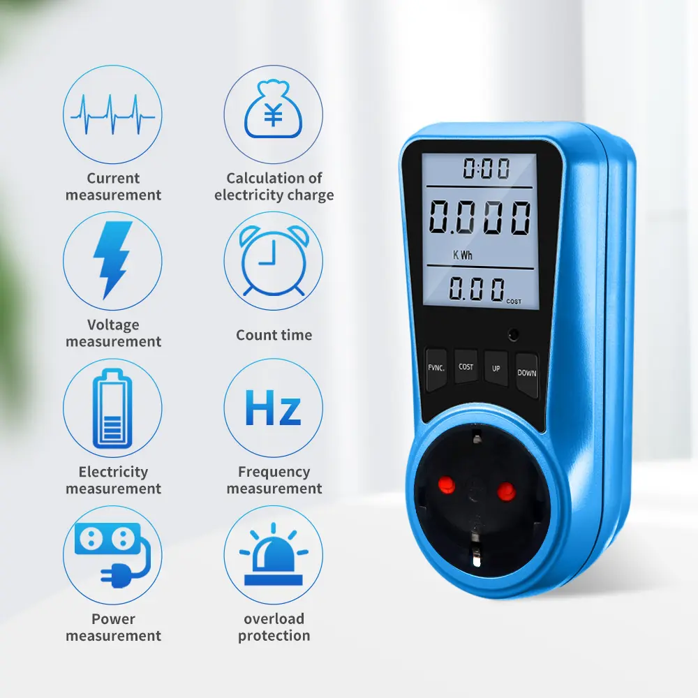 Digital Wattmeter Energy Meter Outlet Analyzer Current Voltmeter AC Timer Socket Watt Power Test EU US UK AU FR BR IT Plug