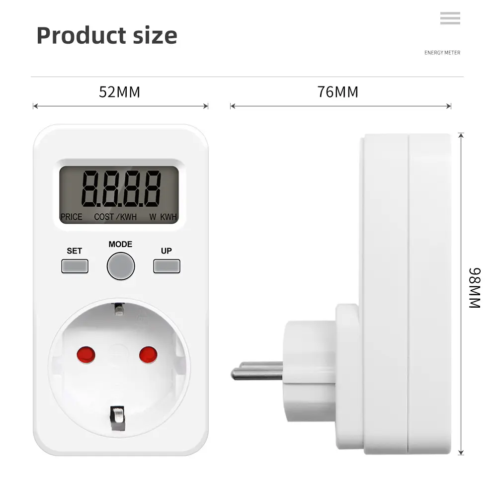 Digital Energy Meter Wattmeter Power Consumption Voltage Monitor Electricity Test Socket Analyzer 230V 16A EU UK US BR FR Plug
