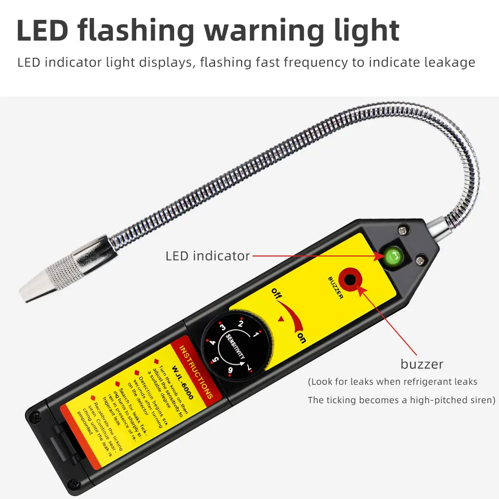 Halogen Leak Detector Freon Gas Analyzer CFC HFC HVAC Halogen Refrigerant Gas Detector Air Conditioning Tester R22 R410A R134A