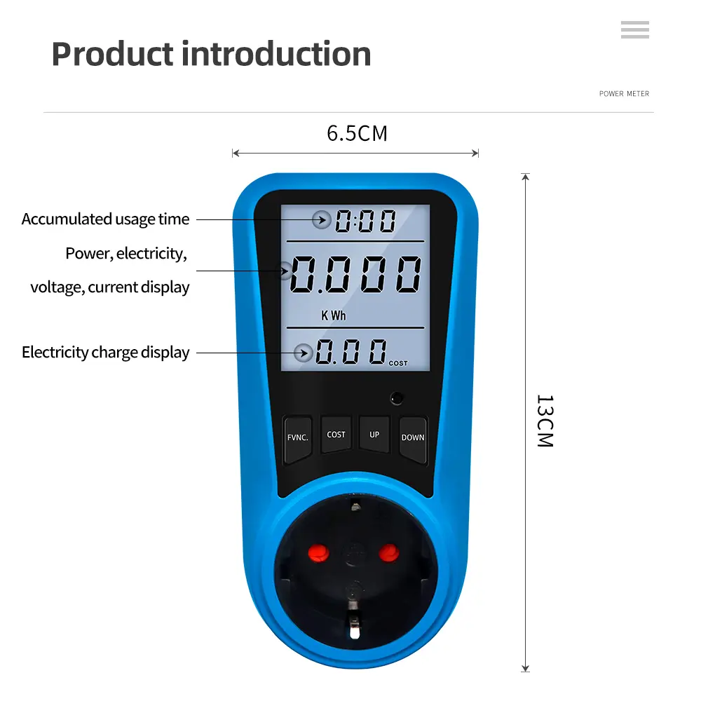 Digital Wattmeter Energy Meter Outlet Analyzer Current Voltmeter AC Timer Socket Watt Power Test EU US UK AU FR BR IT Plug