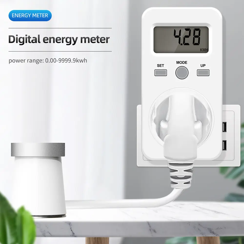 Digital Energy Meter Wattmeter Power Consumption Voltage Monitor Electricity Test Socket Analyzer 230V 16A EU UK US BR FR Plug