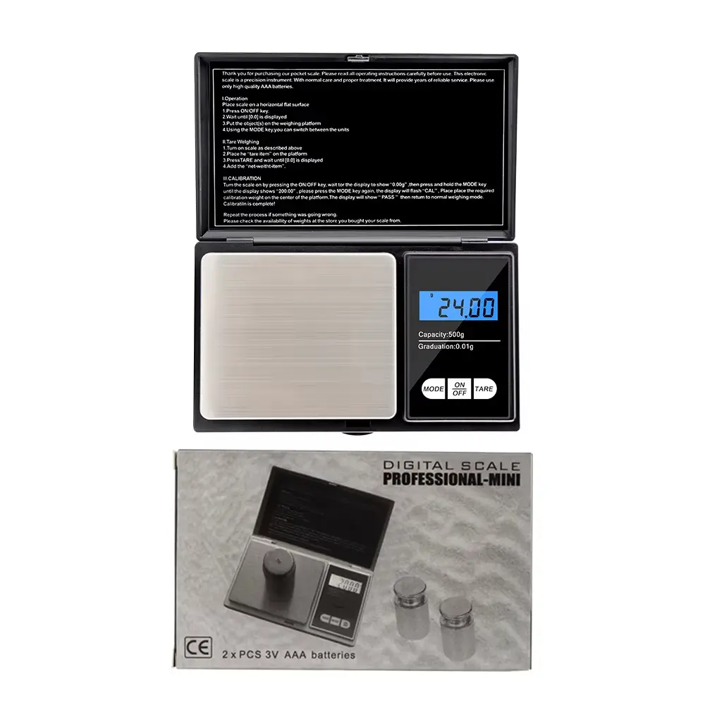 0.01g Jewelry Mini Stainless Steel Electronic Scale Digital Pocket Scale Gold Gram Balance Weight Scale Portable Pocket Scale