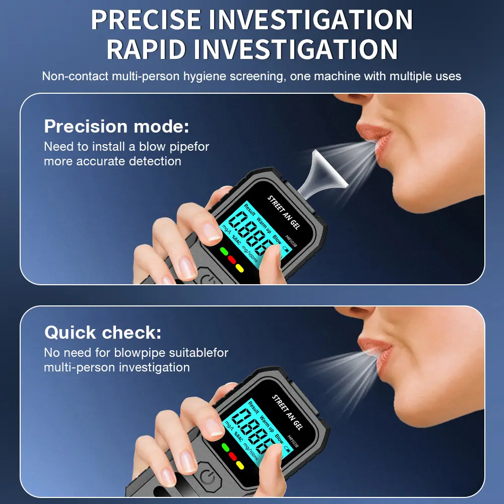 Digital Alcohol Tester LCD Alcohol Detector Breathalyzer Highly Sensitive Sensor Drunk Driving Tester With Voice Broadcast