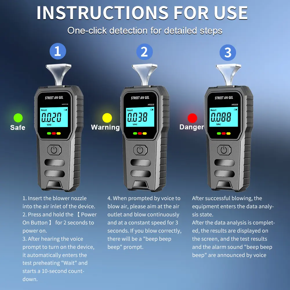 Digital Alcohol Tester LCD Alcohol Detector Breathalyzer Highly Sensitive Sensor Drunk Driving Tester With Voice Broadcast