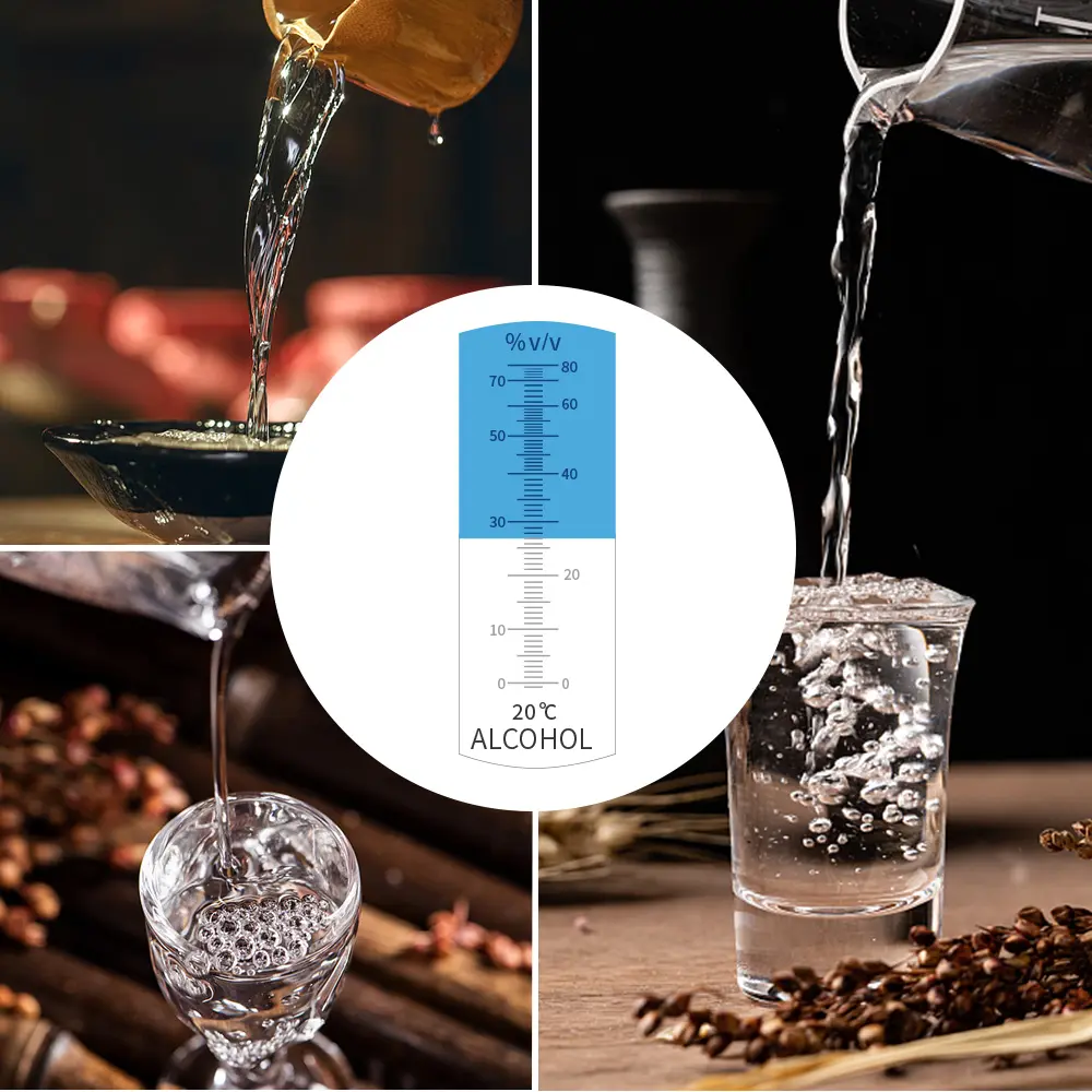 Handheld 0-80% Baijiu Alcohol Refractometer ATC Liquor Whisky Alcohol Tester Alcohol Content Tester for Liquor Spirits