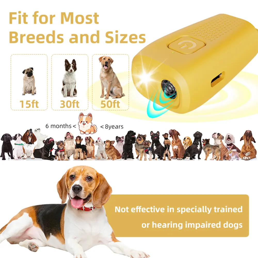 MINI Ultrasonic Dog Trainer Dog Repeller with LED Flashlight Effective for Dogs Anti-Barking Training Device Dog Repeller