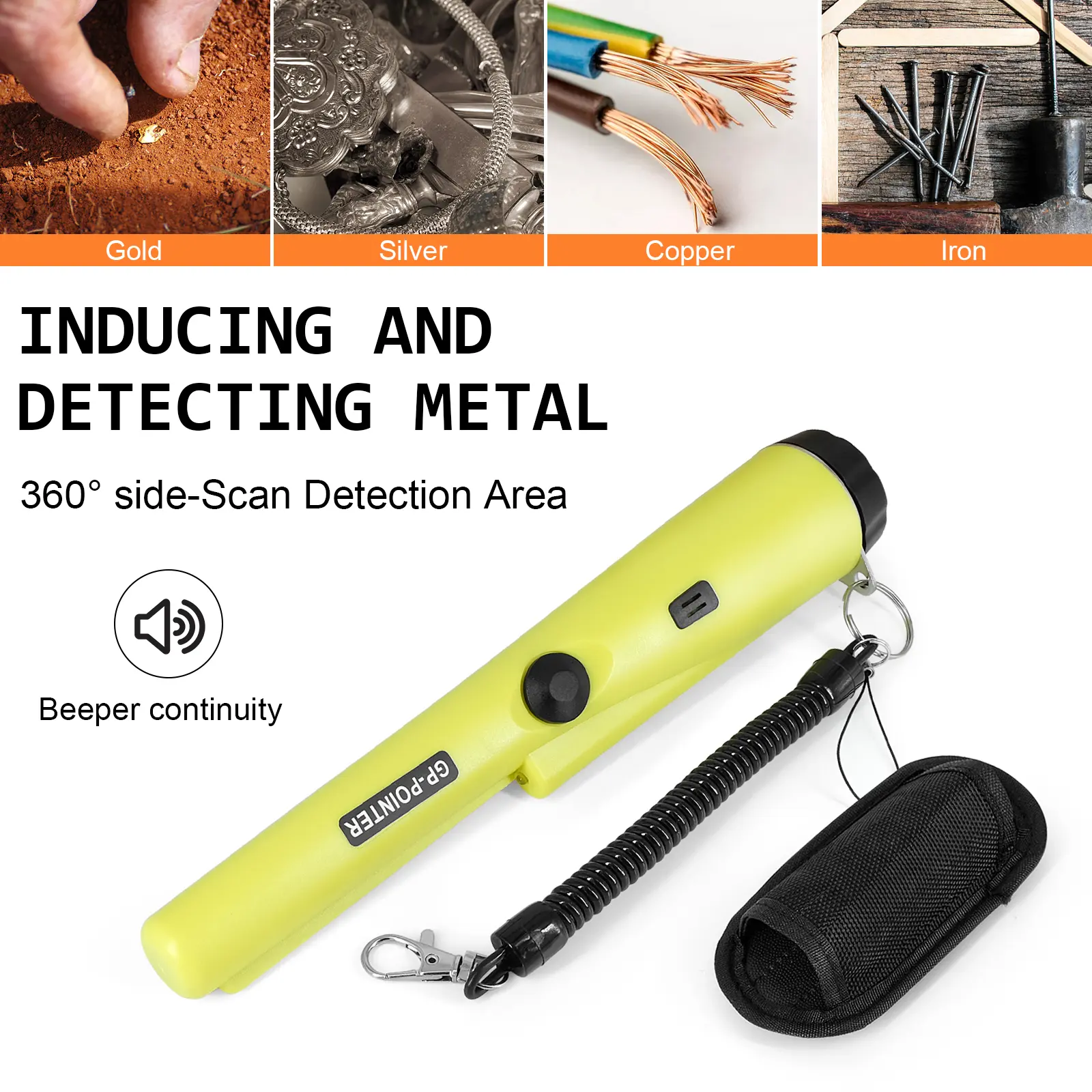 Metal Detector High Sensitivity Portable Waterproof Handheld GP-Pointer Detector For Silver Coin Gold Finder Locating
