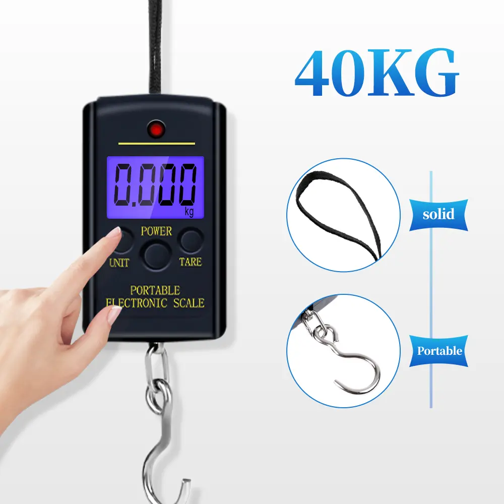 40kg 10g Mini Digital Scale for Fishing Luggage Travel Weighing Hanging Pocket Balance Electronic Hook Scale Fishing Tool