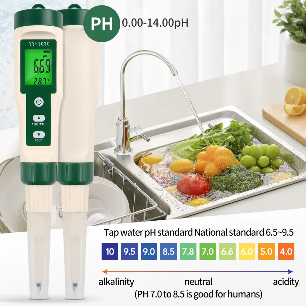 YY-1030 Food PH Meter Dough Alkalinity Meter Thermometer Electrode PH Measuring Instrumen for Food Meat Cheese Milk Cosmetics