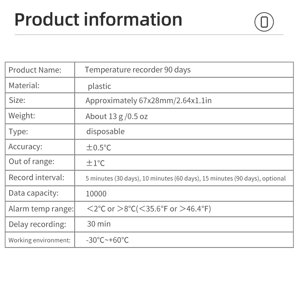 5pcs/lot TempU05 Temperature Data Logger 10000 Points USB Report 60 90 Days Disposable Recorder Temp Analyzer for Cold Chain