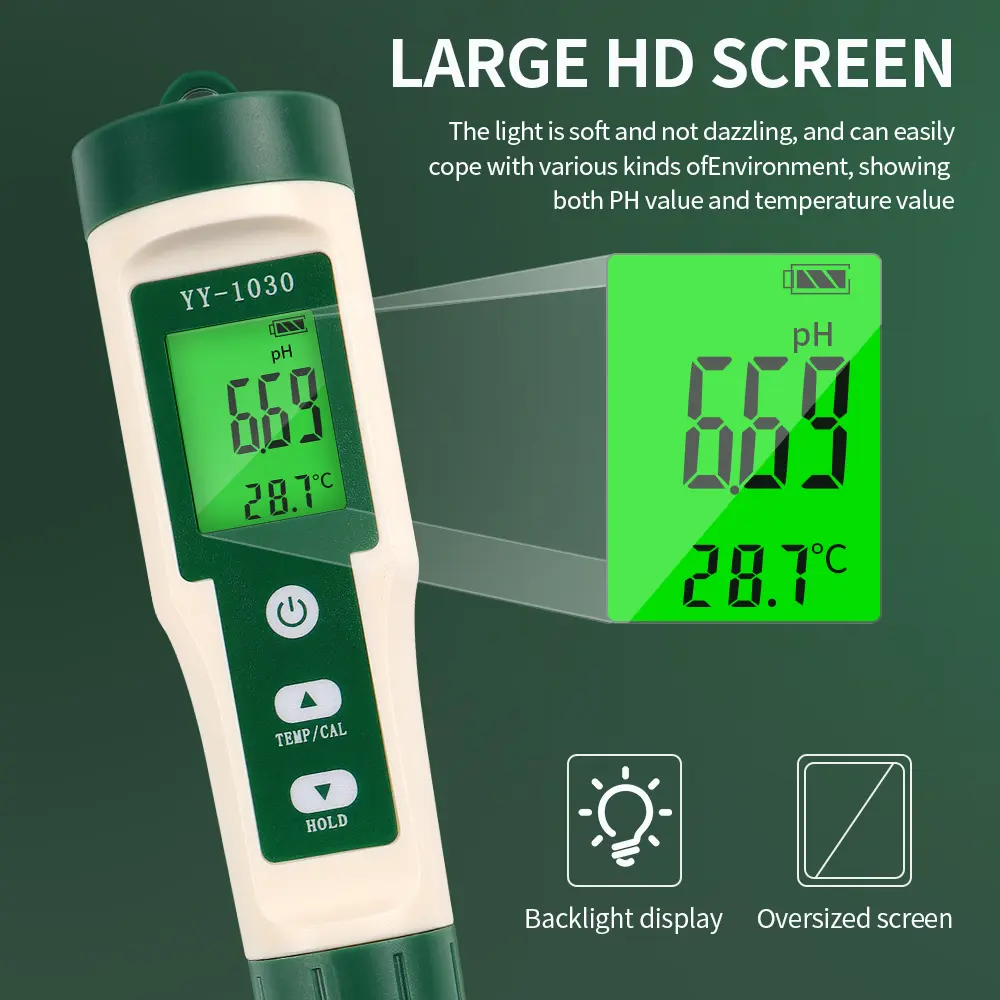 YY-1030 Food PH Meter Dough Alkalinity Meter Thermometer Electrode PH Measuring Instrumen for Food Meat Cheese Milk Cosmetics