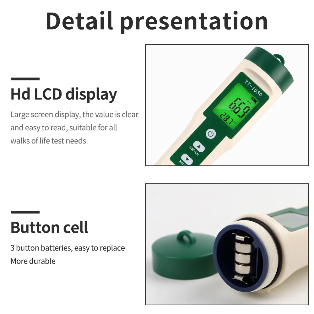 YY-1030 Food PH Meter Dough Alkalinity Meter Thermometer Electrode PH Measuring Instrumen for Food Meat Cheese Milk Cosmetics
