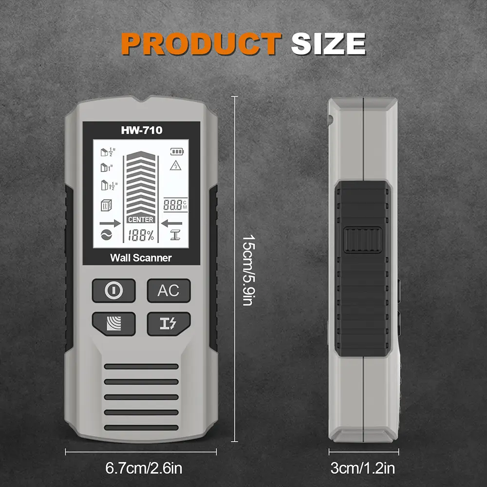 HW-710 Multi-functional Stud Finder Wall Scanner Metal Wood AC Cable Wires Depth Tracker Wall Metal Detector Electric Box Finder