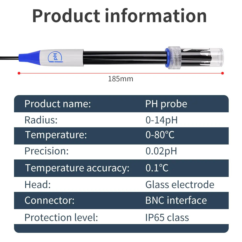 PH ORP Electrode Probe BNC Connector ORP Replacement Sensor PH Probe for Laboratory Aquarium Hydroponic Water Analyzerv
