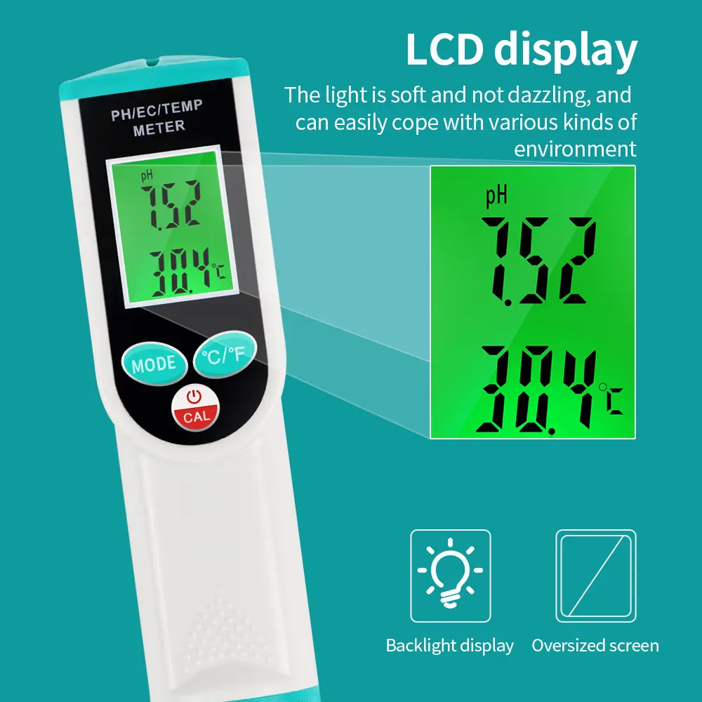 Digital Food PH Meter EC Tester Soli Analyzer High Accuracy Sensor EC pH Test for Meat Dough Cheese Garden Planting Soil